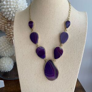 Marcia Moran Purple Agate Bib Necklace 18k Gold Plated